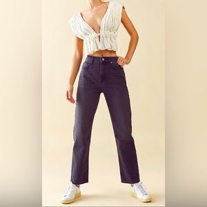 WE THE FREE Free People Black Straight Leg Denim Jeans